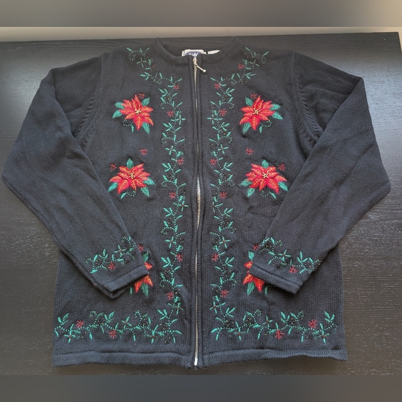 Tabi International Sweaters - Vintage Tabi Holiday Collection Poinsettia Cardigan
